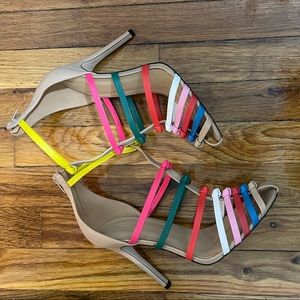 Leather Strappy Colorful Heels- Size 9